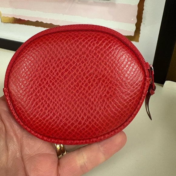 Christian Dior Authentic Red Leather Coin Purse with Key Ring - Picture 3 of 9